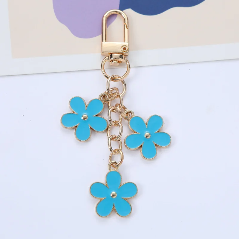 Mode kleine frische Farbe Emaille Blume Schlüssel bund für Frauen Mädchen süße Doppelseite Blume Schlüssel anhänger Tasche Auto Schlüssel Anhänger Schmuck – Detail 4