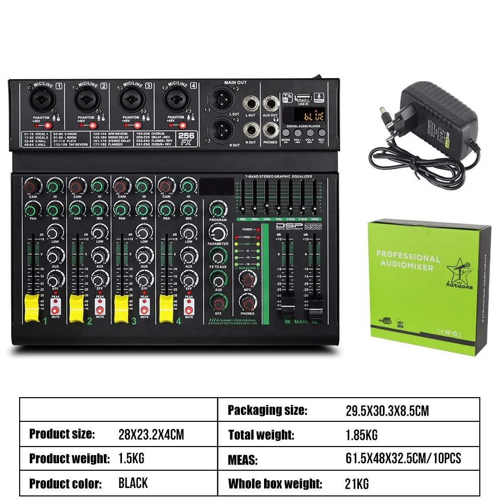 Table de mixage FT4 sans fil, 4 canaux, 6 canaux, Bluetooth, effet 256DSP, alimentation 48V, performance sur scène, performance du Népal