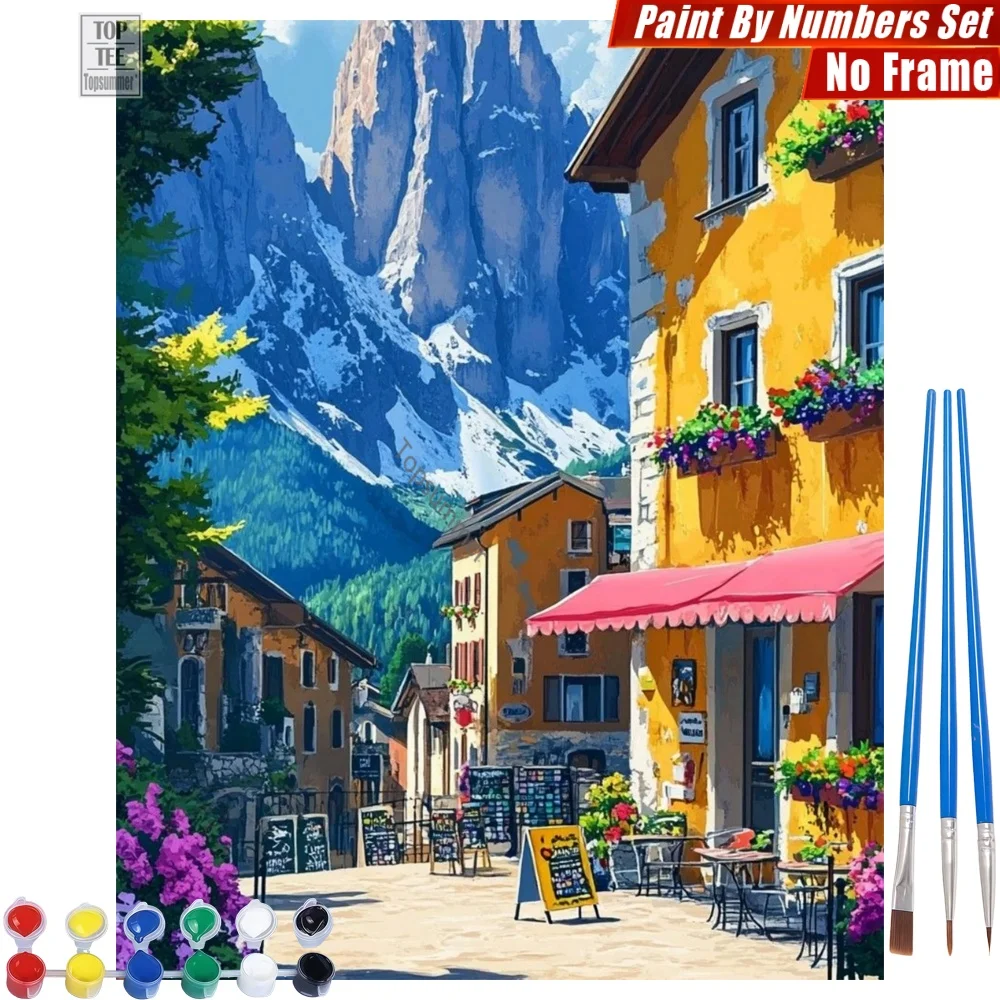

Italian village shop Digital Oil Painting Set - Snow mountains peaceful Creative Family Fun Halloween Gift For Friend