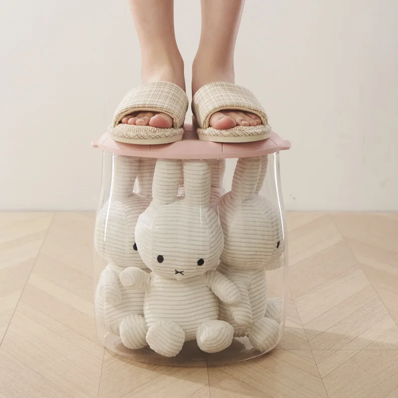 Multifunctional Children's Toy Doll Doll Storage Box Can Sit Small Stool Storage Bucket Transparent Storage Stool