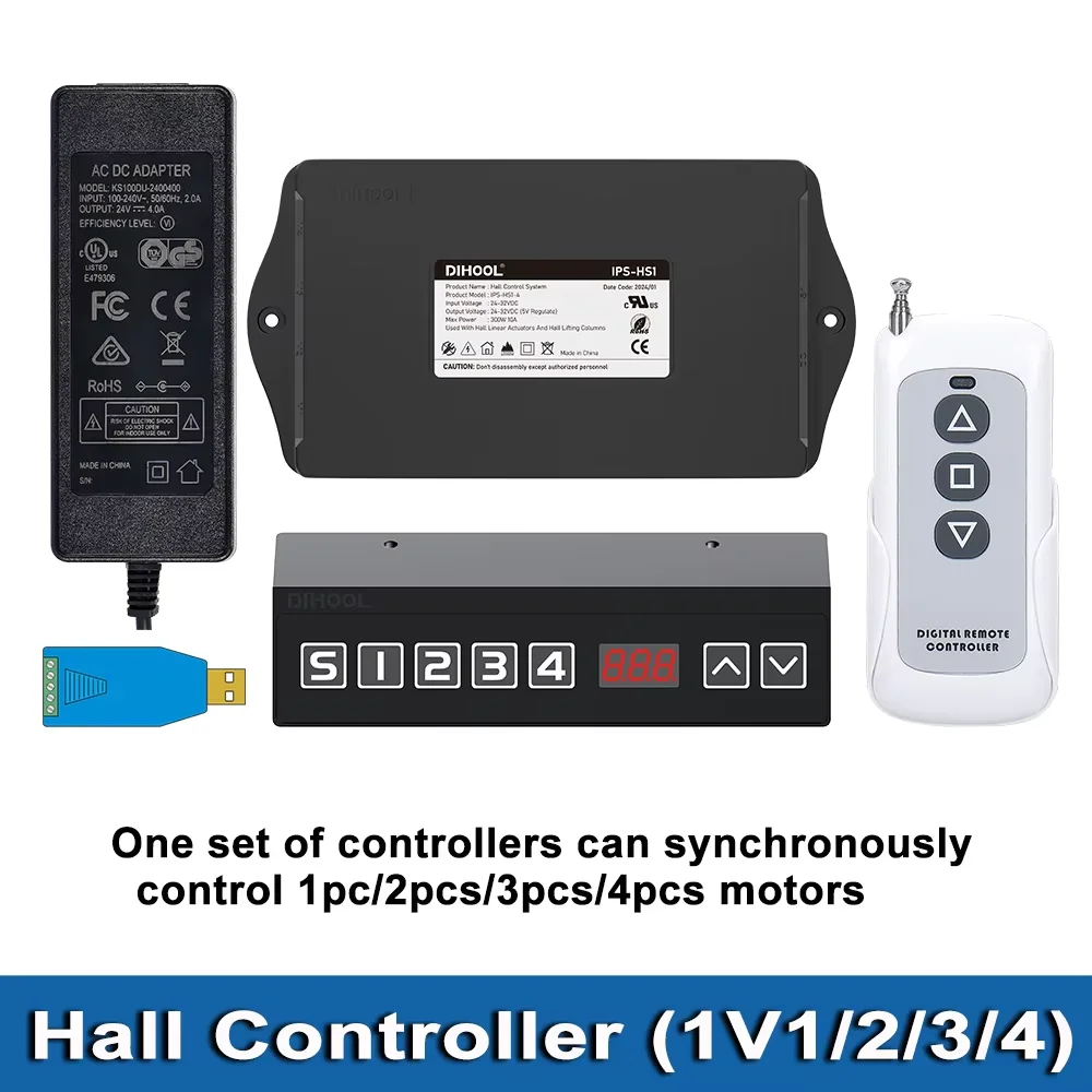Hall Controller for Linear Actuator Synchronous Controller 1pc/2pcs/3pcs/4pcs Motors Remote Control RS485 Overload Protection