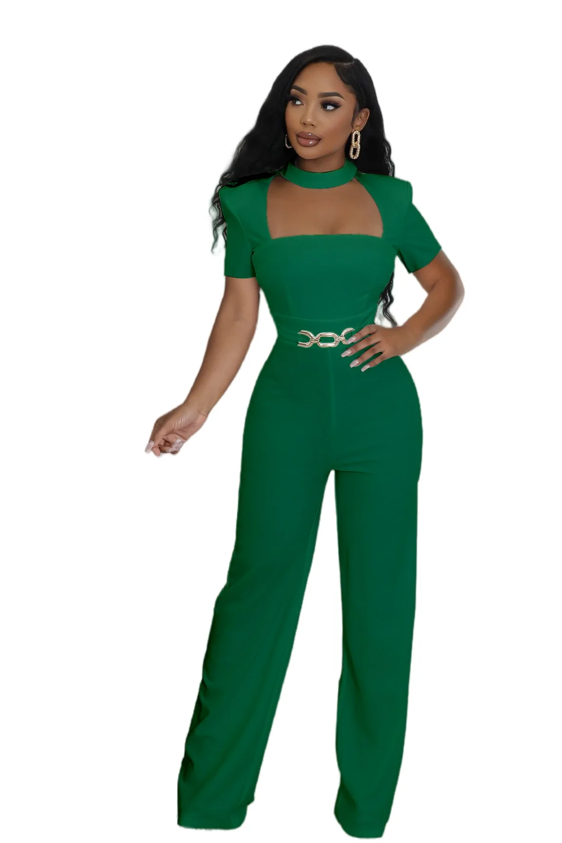 EINY Vintage Elegant Jumpsuits for Women Birthday Celebrity Club Party Square Collar Short Sleeve High Waist Wide Leg Rompers