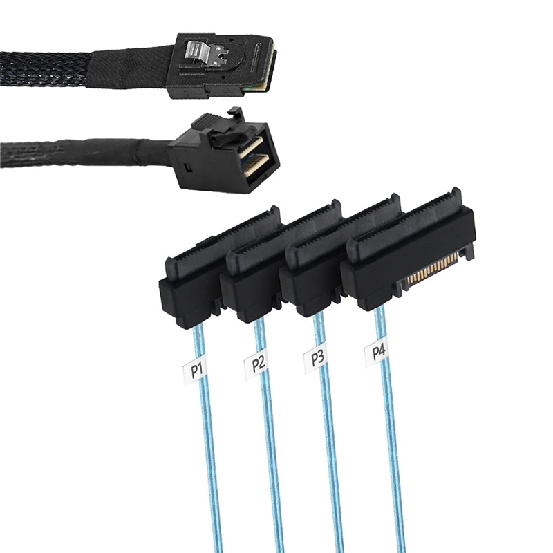 Nku Mini SAS HD 36Pin SFF-8643 SFF-8087 To 4 SFF-8482 29Pin with 15 Pin SATA Power Connector Controller Hard Disk Server Cable