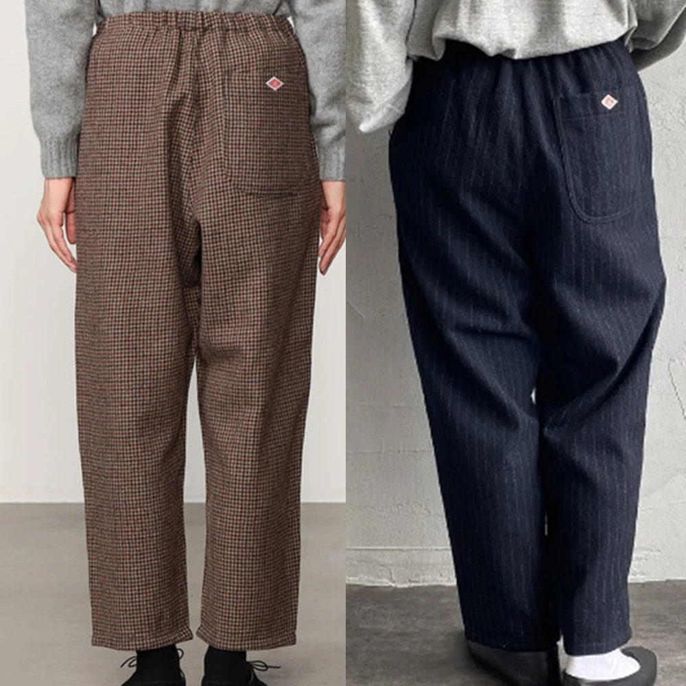

Thiened Wool Blend Casual Pants Straight Leg Loose Fit Men Women Double Layer Warm Elastic Waist Cheered Pattern Long Tro...