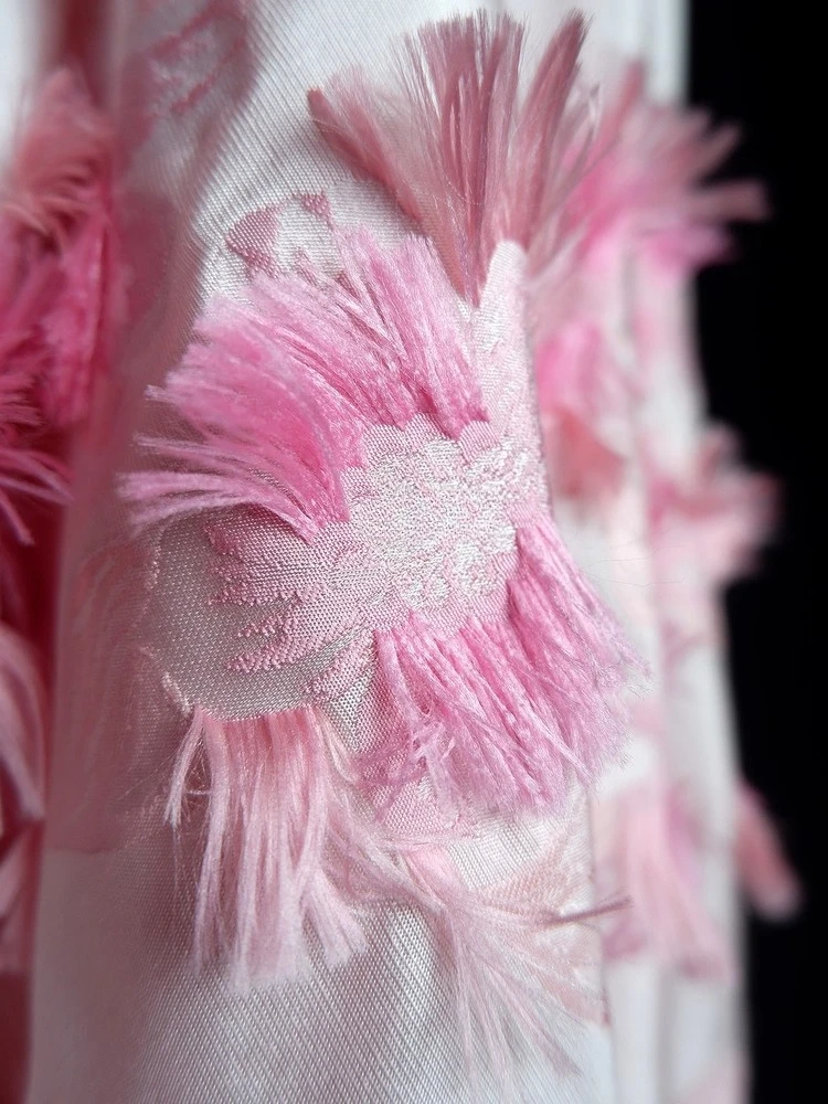 

Pink White Lace Fringe Jacquard Fabrics for Creative Outerwear Designer Fashion Clothing Fabrics By The Meter Cloth Diy Sewing