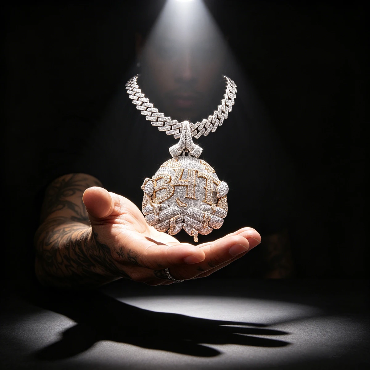 18K Gold Plated Hip Hop Pendant Necklace Full Micro Paved Shiny CZ Bling Heavy Duty Rapper Statement Jewelry Perfect Gift For Party Stage Performance Daily Street Fashion Wear Compatible With Cuban Link Chain Iced Out Round B4T Number Hand Gesture Charm