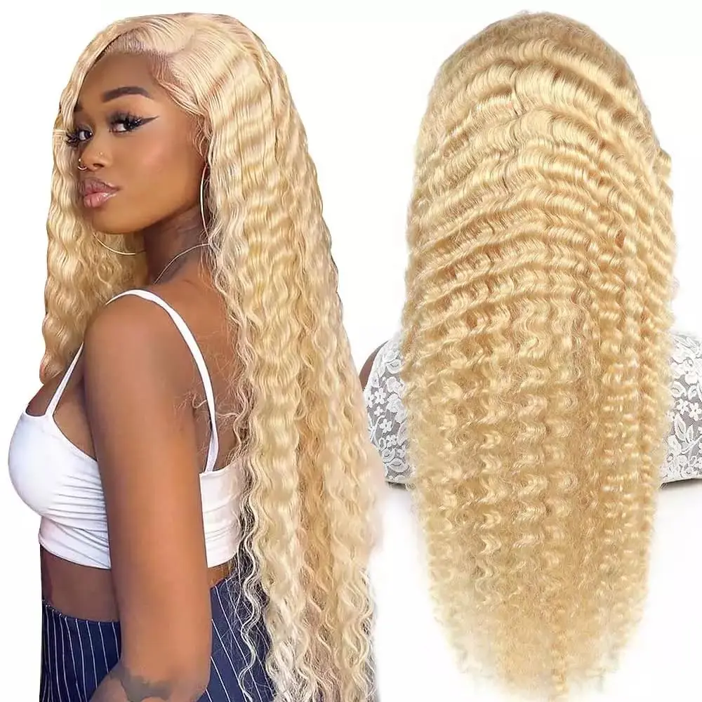 Transparent Lace Frontal Wigs Brazilian 613 Blonde Curly 13x6 Colored 13x4 Colored Front Wig Full Remy Human Hair For Women