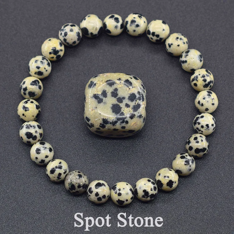 Natural Spotted Stone Beads Prayer Bracelets for Women Men Natural Stone Dalmatian Beads Bracelet Yoga Meditation Energy Healing