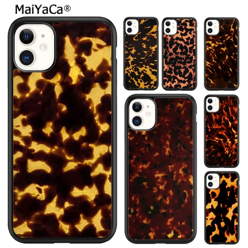 MaiYaCa Dark Tortoise Pattern Phone Case For iPhone 16 15 14 plus XR XS 11 12 13 pro max Shell Cover coque