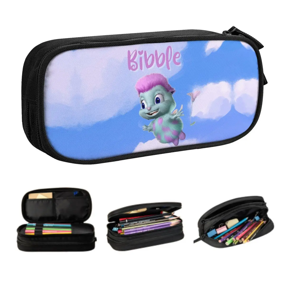 Cute Bibble With Blue Sky And Beautiful Clouds Pencil Case for Boy Girl Big Capacity Fantasy Cartoon Pencil Box School Supplies