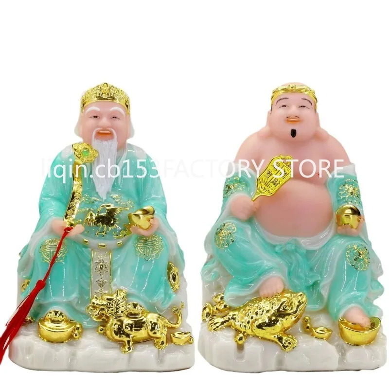 8 Inch Resin Crafts Feng Shui Laughing Buddha Statue Vietnam Land God of Wealth Statue Home Living Room Worship Wealth