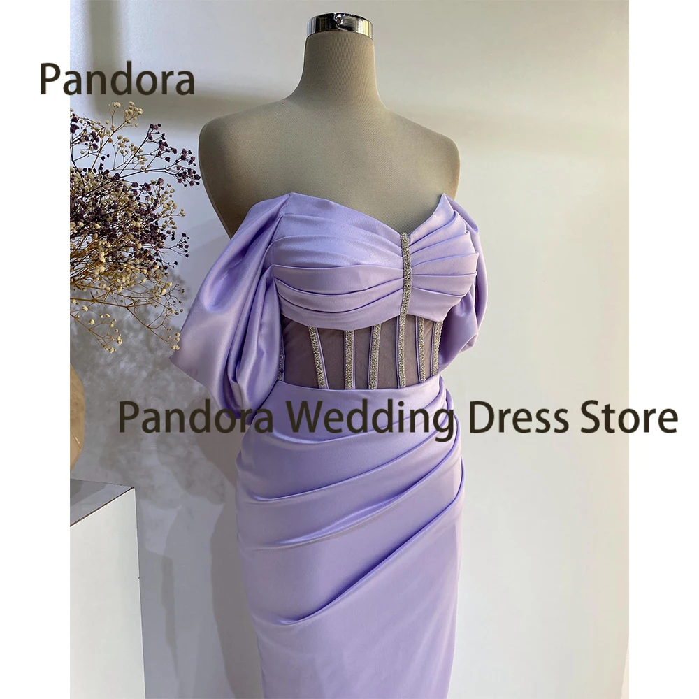 Pandora Purple woman's floor-length formal gown with chest-top crystal pleated Mermaid Birthday Cocktail Party ball dress