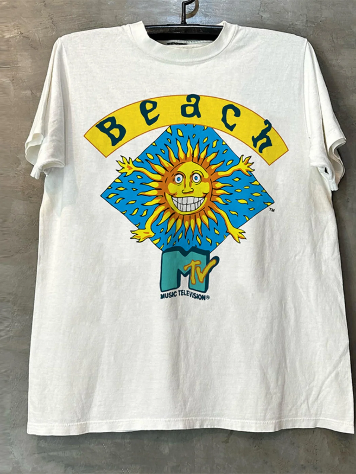 Beach Party Oversize Short Sleeve T-Shirt Cotton Sun Cartoon College Style Unisex Youthful Creative Design round Neck T-Shirt