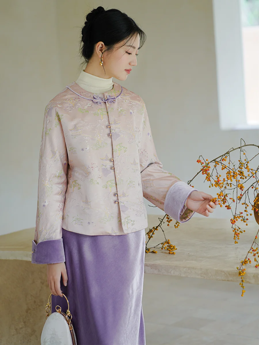 

Ele, новый китайский женский хлопковый джет с пуговицами, национальный тренд, костюм Тан, топ, осень-зима, новая верхняя одежда Sle