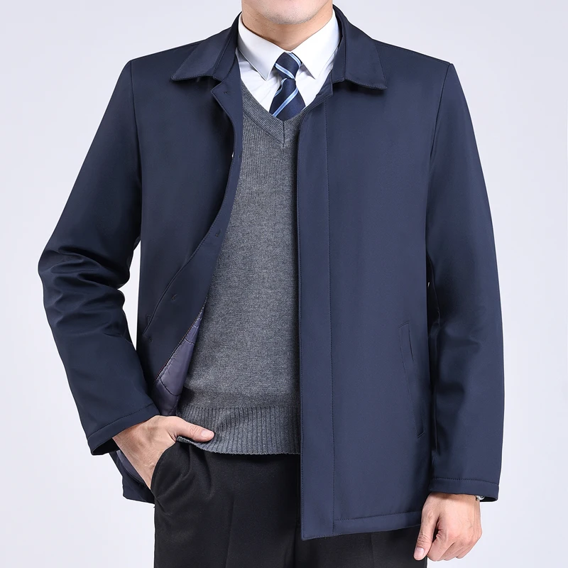 

Мужская повседневная куртка из хлопка Thiened, осенне-зимняя верхняя одежда Busin Gentleman Sle Long Sve, свободная посадка для папы irt