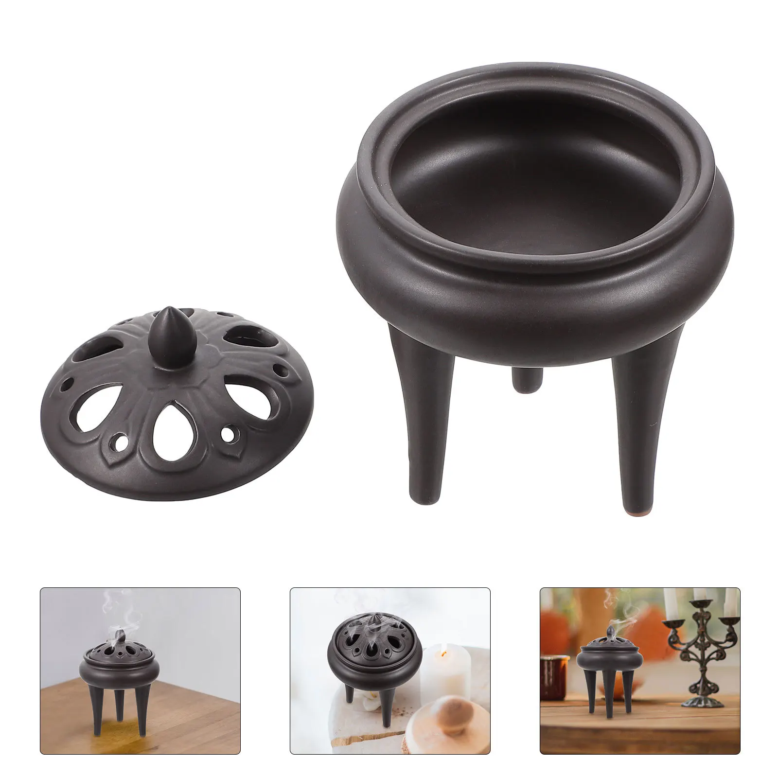 

1Pcs Ceramic Incense Burner Practical Tea Ceremony Decor Gift Black Incense Burner Tea Ceremony Decor Home Adornment