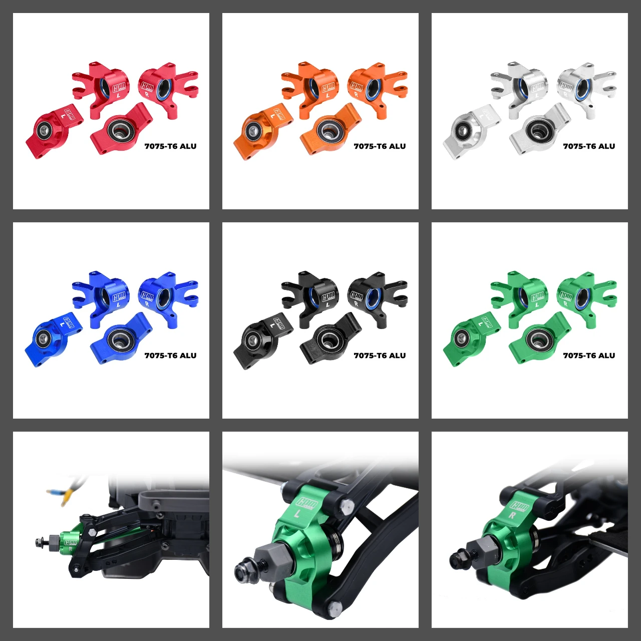 

GPM 7075 Alloy Front Steering Blocks &Rear Hubs Big Bearing TRAXXAS Mini Maxx XRT