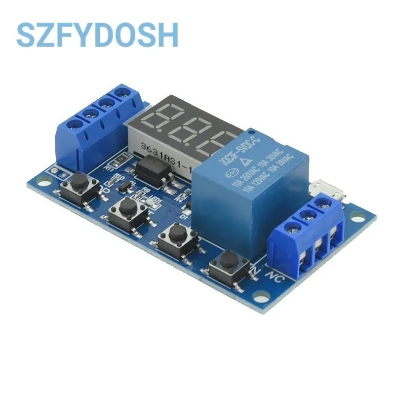 1 Channel 5V Relay 6-30V Relay Module OFF/ON Switch Trigger Time Delay Circuit Timer Cycle 999 minutes Adjustable XY-J02