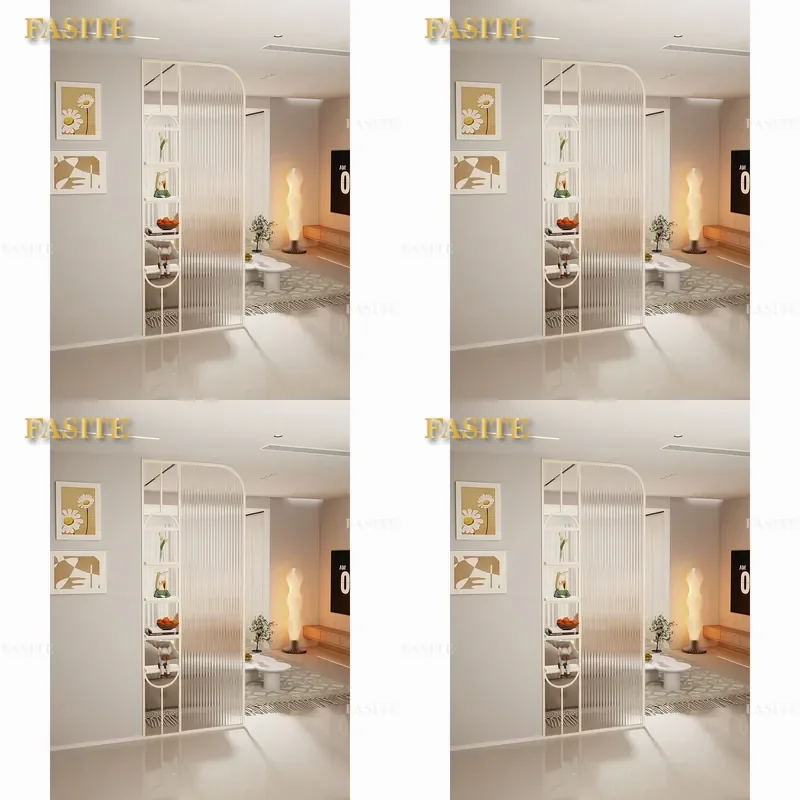 For Living Room Home Office Cream Wrought Iron Changhong Glass Partition Simple Modern Screen Divider Atmosphere Decor