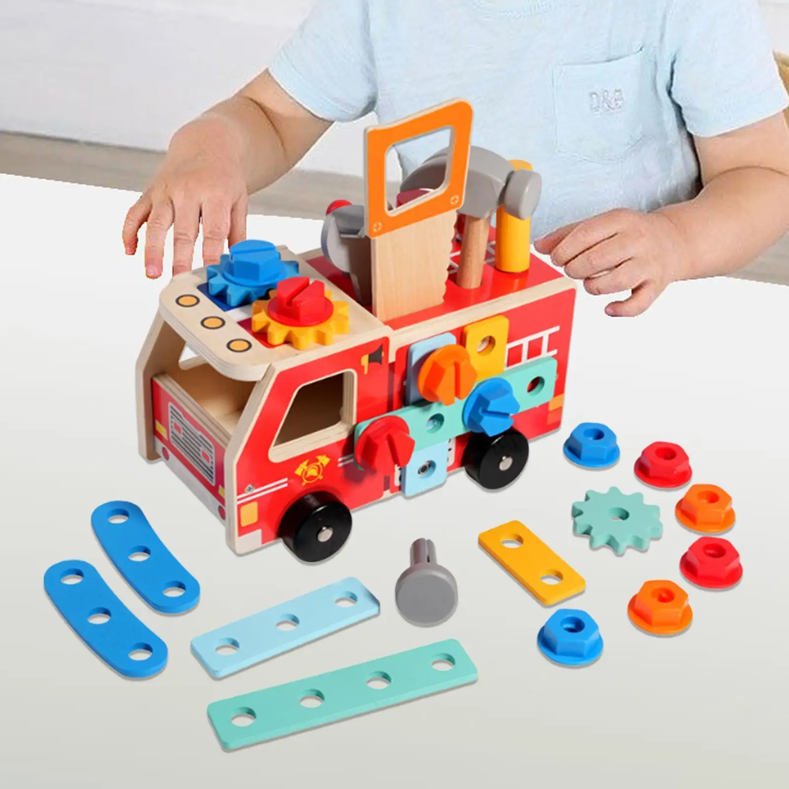

Kids Wooden Truck Tool Set Wooden Tool Set for Boys Girls 2 3 4 5 6 Year Old
