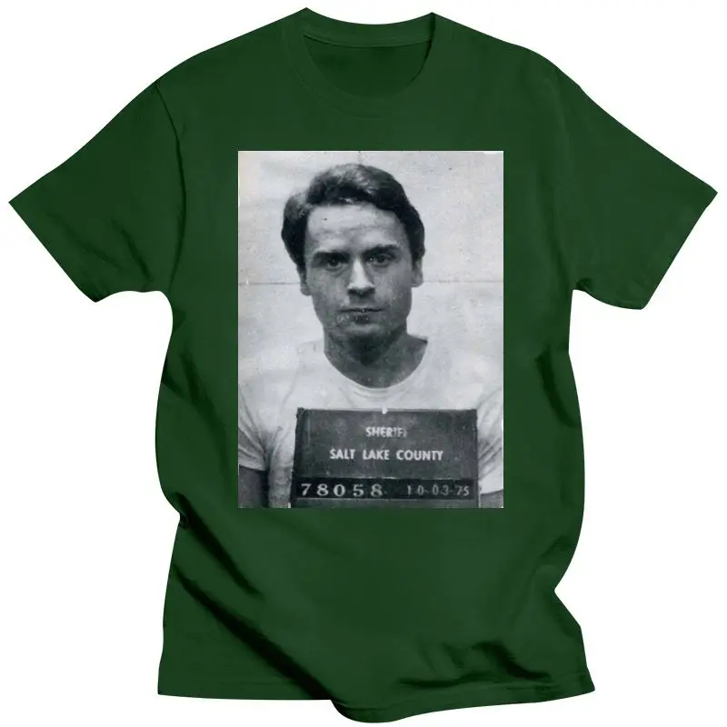 Camiseta de alta kvalitet de Boardrippaz، camiseta de Ted Bundy Mugshot Manson Dahmer سلسلة القاتل التسلسلي؟ Rder، 2024