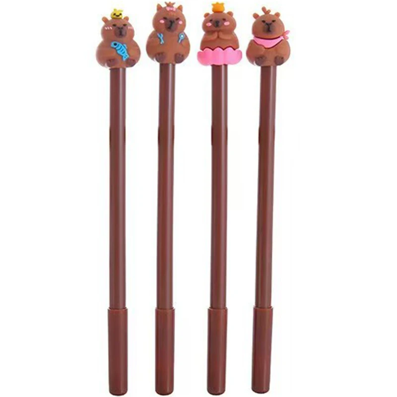 4Pcs/Set Capybara Cute Cartoon Writing Pen Creative Lovely Animal Handwriting Gel Pen Student School Stationery Office Supplies