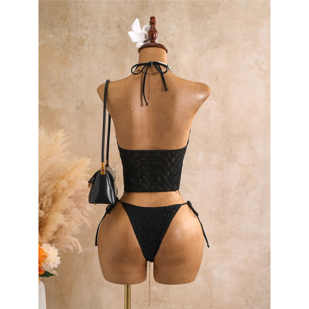 Tankini mit Blumenmuster, Neckholder-Bikini, Damen-Badebekleidung, zweiteiliger Bikini-Set, gepolsterter Badeanzug, Badeanzug, Schwimmbekleidung V8399 – Detail 12