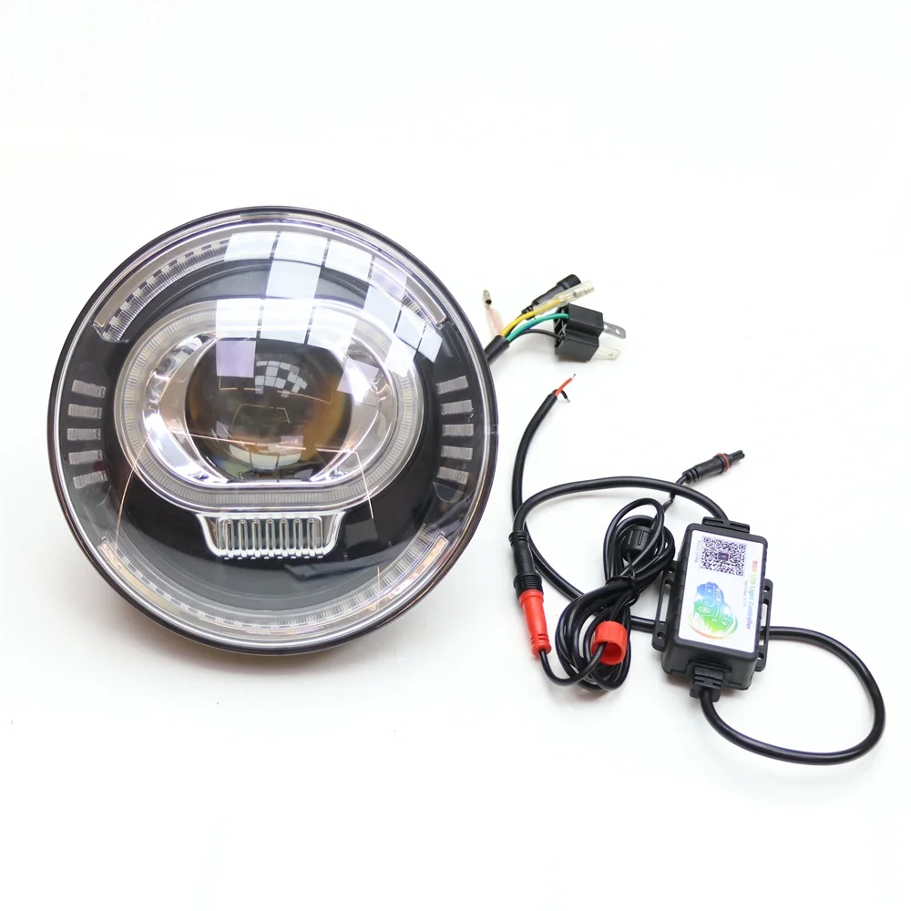 Light Emitting Diode Headlight 7 Inch Round Universal RGB DRL Motorcycle Headlight Steering Signal