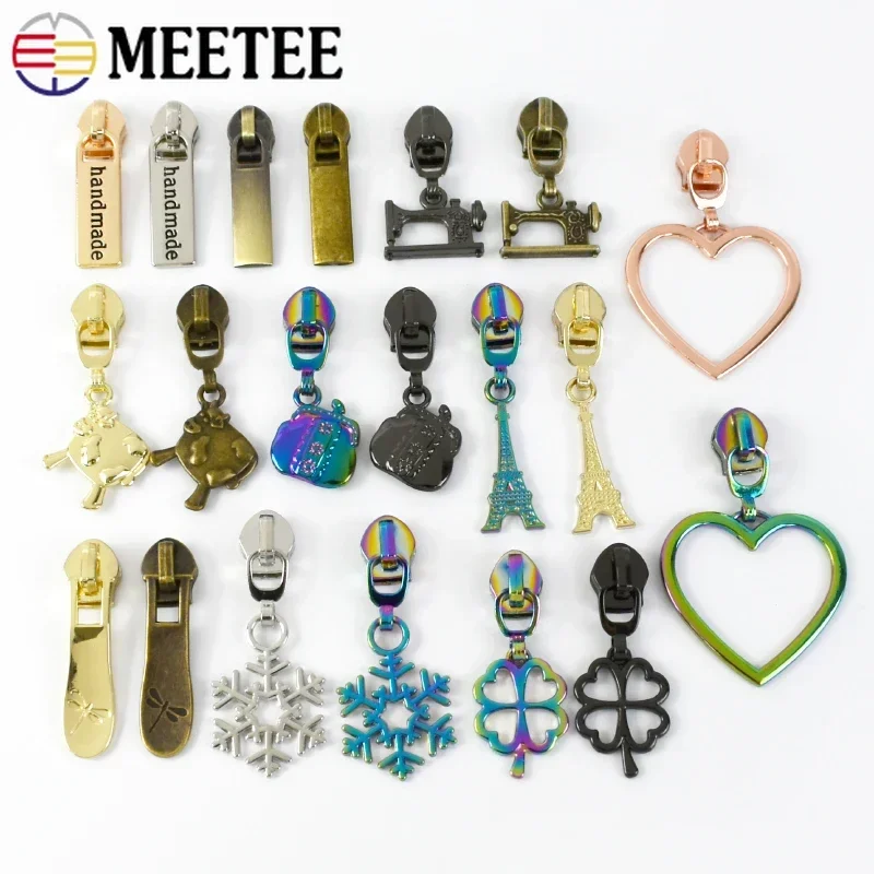 5/10Pcs Meetee 5# Nylon Zipper Pulls for Sewing Zippers Slider Jacket Zips Puller Closures Bags Head Zip Repair Accessories