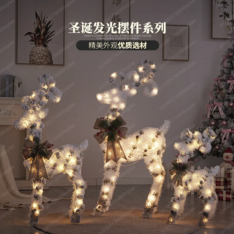 Christmas wrought iron luminous snowman elk decoration hotel shopping mall window scene decoration Christmas supplies