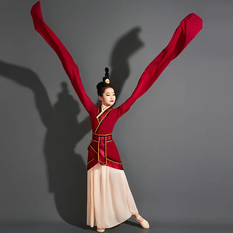 Rękawy wodne Klasyczne chińskie kostiumy do tańca narodowego Dzieci Starożytny orientalny Hanfu Yangko Sukienka Wentylator Parasol Kostium taneczny
