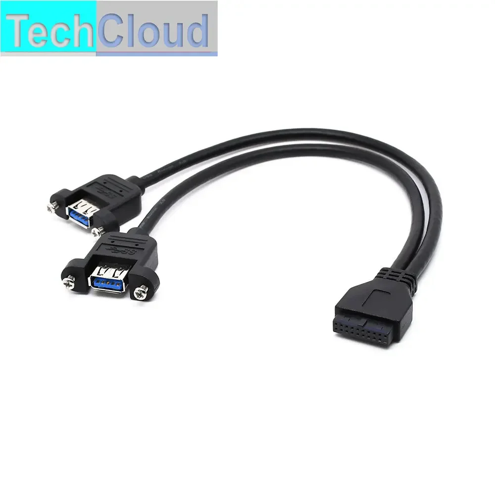 

Кабель USB 3.0 длиной 25 см, материнская плата, 20-контактный разъем «мама» на два разъема USB3.0 с креплением на панель, отверстия для винтов M3