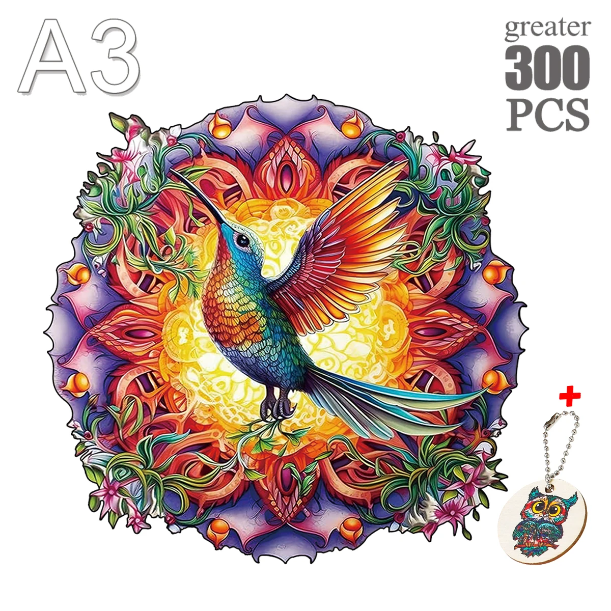 Colorful Hummingbird Collecting Honey Wooden Animal Jigsaw For Adults Children Wood DIY Puzzle Craft Gifts Kids\' Educational Toy