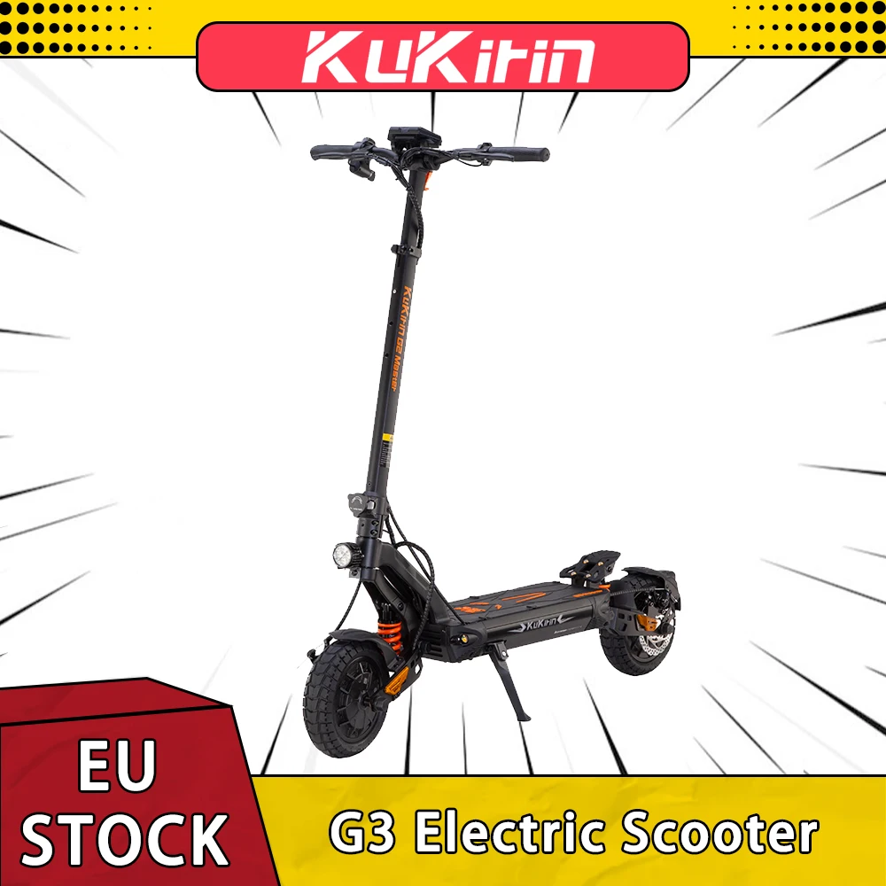 Trottinette électrique KuKirin G3, moteur arrière 1200W, 52V 18Ah, vitesse maximale 50 km/h, autonomie 63 km, écran tactile, suspension TPU.