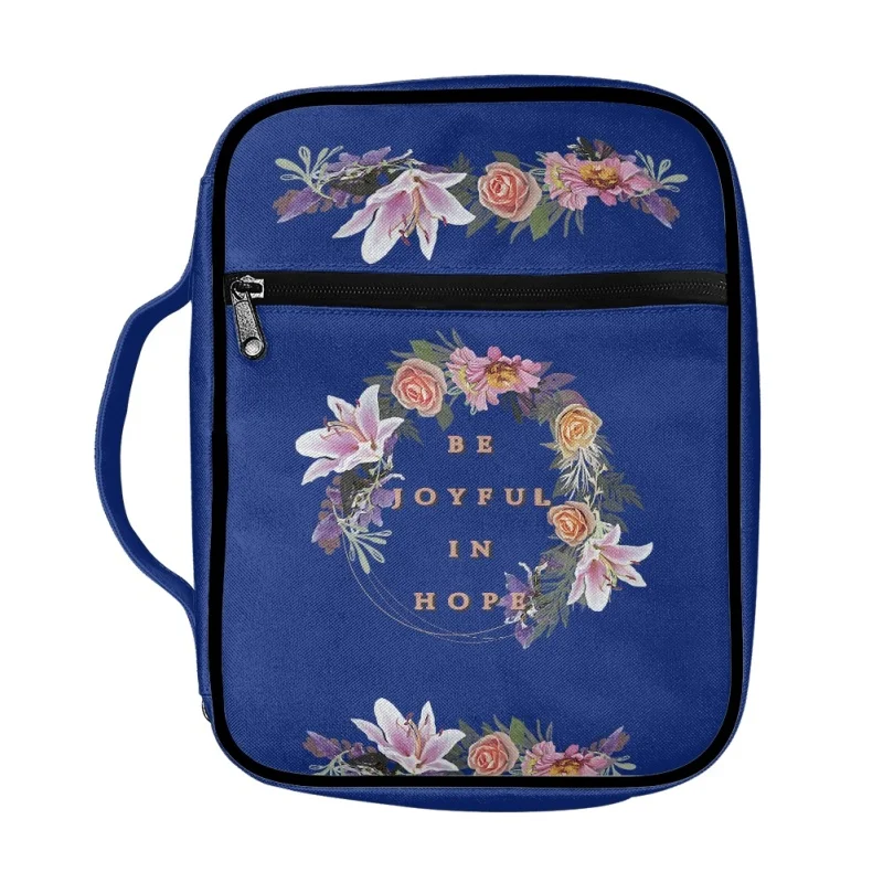 Caso personalizado Bíblia capa feminina, Bolsa Floral Bíblia, Elegante funcional portátil Bíblia Maleta, bolsos Zipper Study Bag