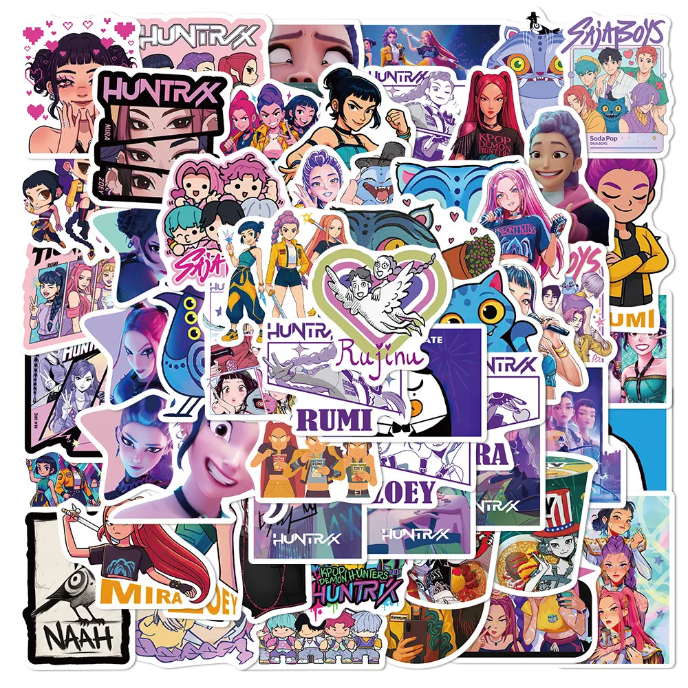 

60pcs K-POP DEMON HUNTERS HUNTR/X Cartoon Graffiti Stickers Phone Guitar Laptop Notebook Suitcase Waterproof Sticker Kids Toys