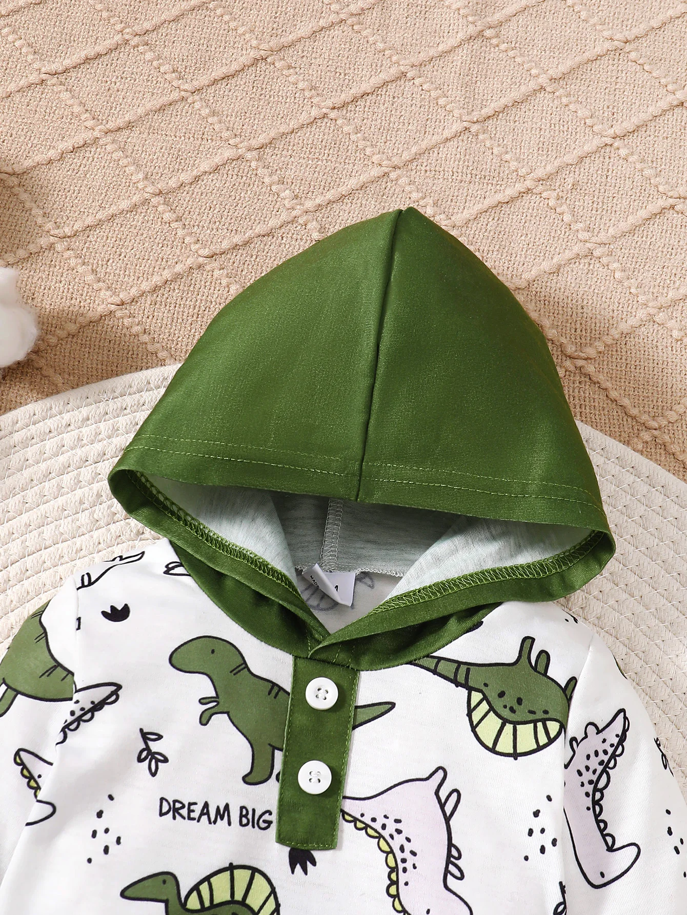 Newborn Boy baby Jumpsuit Dinosaur Print Pocket Hooded Jumpsuit 0-18 Months Baby Crawling Suit Toddlers Autumn Clothing