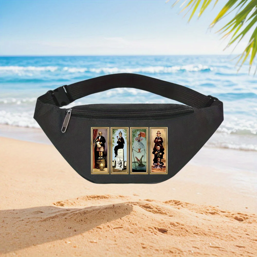 Four Paintings Featuring Dangerous Situations Waist Backpack Crossbody Chest Bag Street Casual Sporty Fashionable Simple Unique