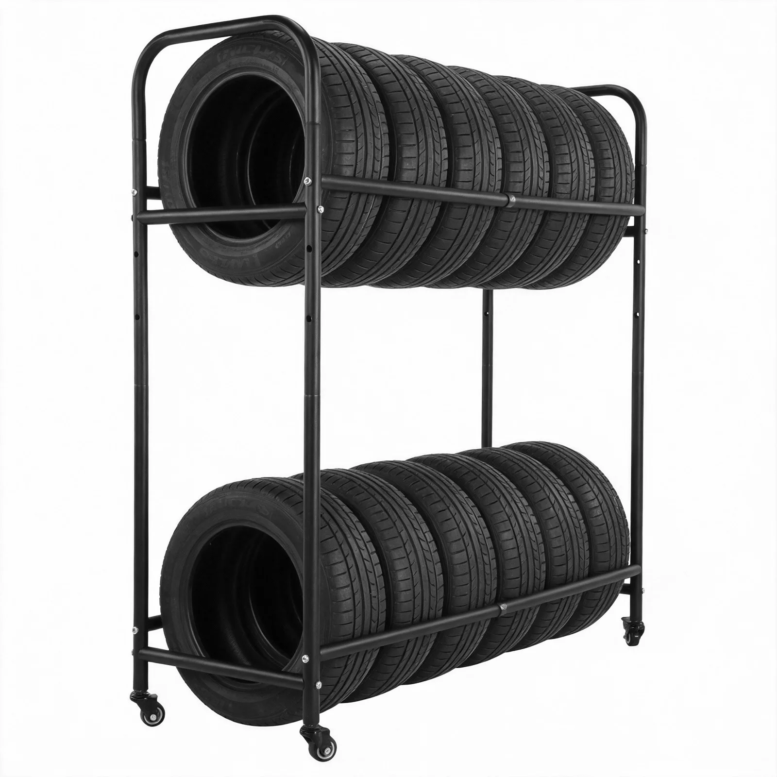 

Garage Tire Storage and Organization 24.8-42.51x15.35x44.09 Inch Rolling Rack with 4 Swivel Casters for Garage Warehouse