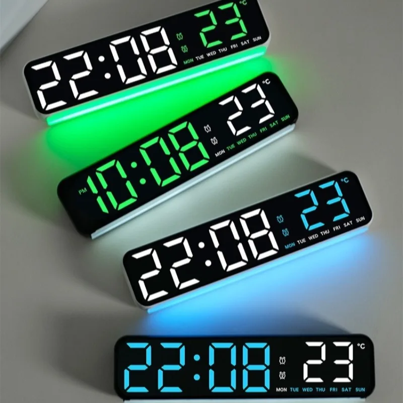 

Креативный цветной светящийся электронный будильник, простые светодиодные цифровые часы, многофункциональные часы с бесшумным дисплеем температуры, часы-будильник