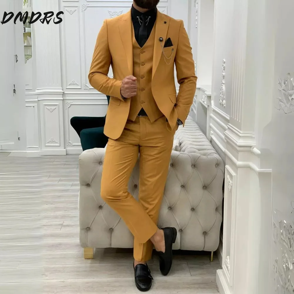 

Classic Men's Prom Suit 3PCS For Wedding 2025 Elegant Solid Suit For Groomsmen Including Jacket Vest Pants Suit Customized