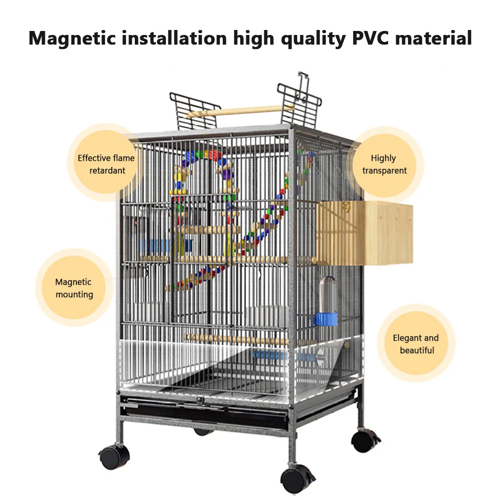 Bird Cage Seed Catcher 4pcs Transparent PVC Bird Cage Baffle Parakeet Cage Accessories Bird Cage Cover For Parrot Cages