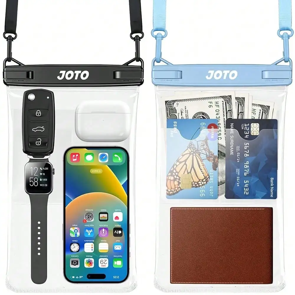 

Two Waterproof Phone Pouches/Cases, IPX8 Waterproof, With Adjustable Shoulder Strap And High-Strength Airbag Protection, Floatin