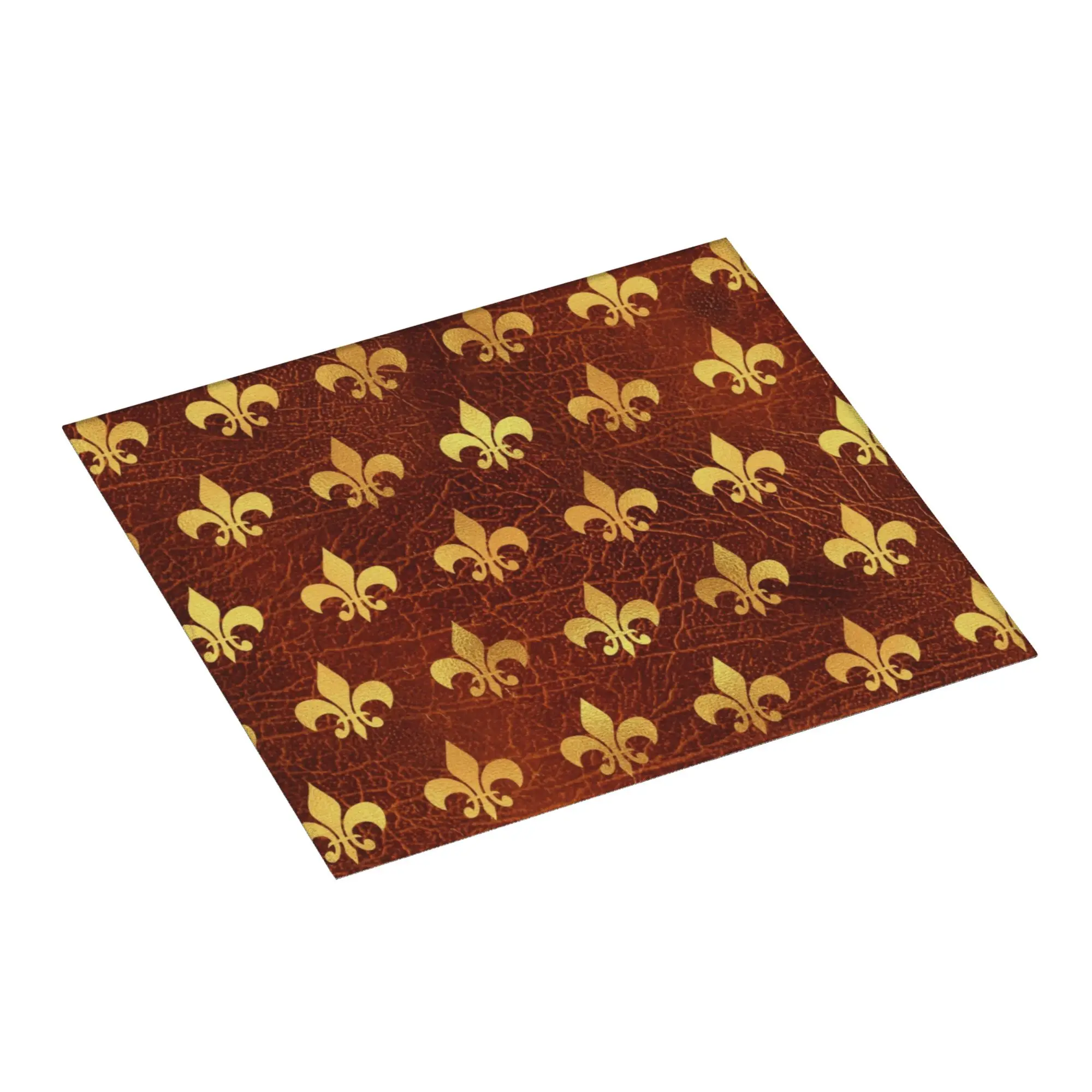 Drying Mat For Kitchen Royal Gold Brown Leather Fleur De Lis Water Absorbent Lily Flower On Slip Kitchen Counter Protector Mat