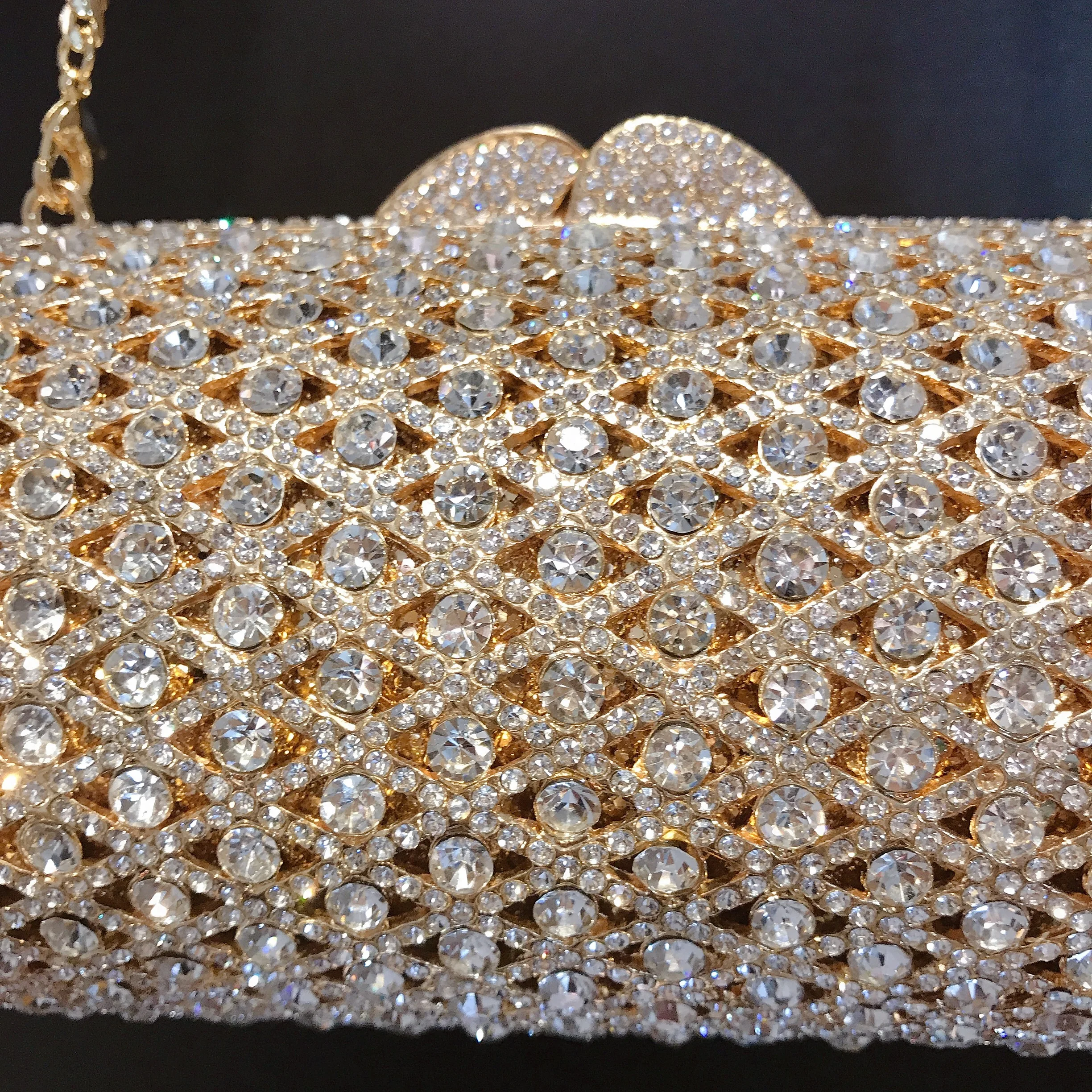New Rhinestone Dinner Clutch Bag Women Shoulder Diagonal Party Bride Evening Beaded Bag