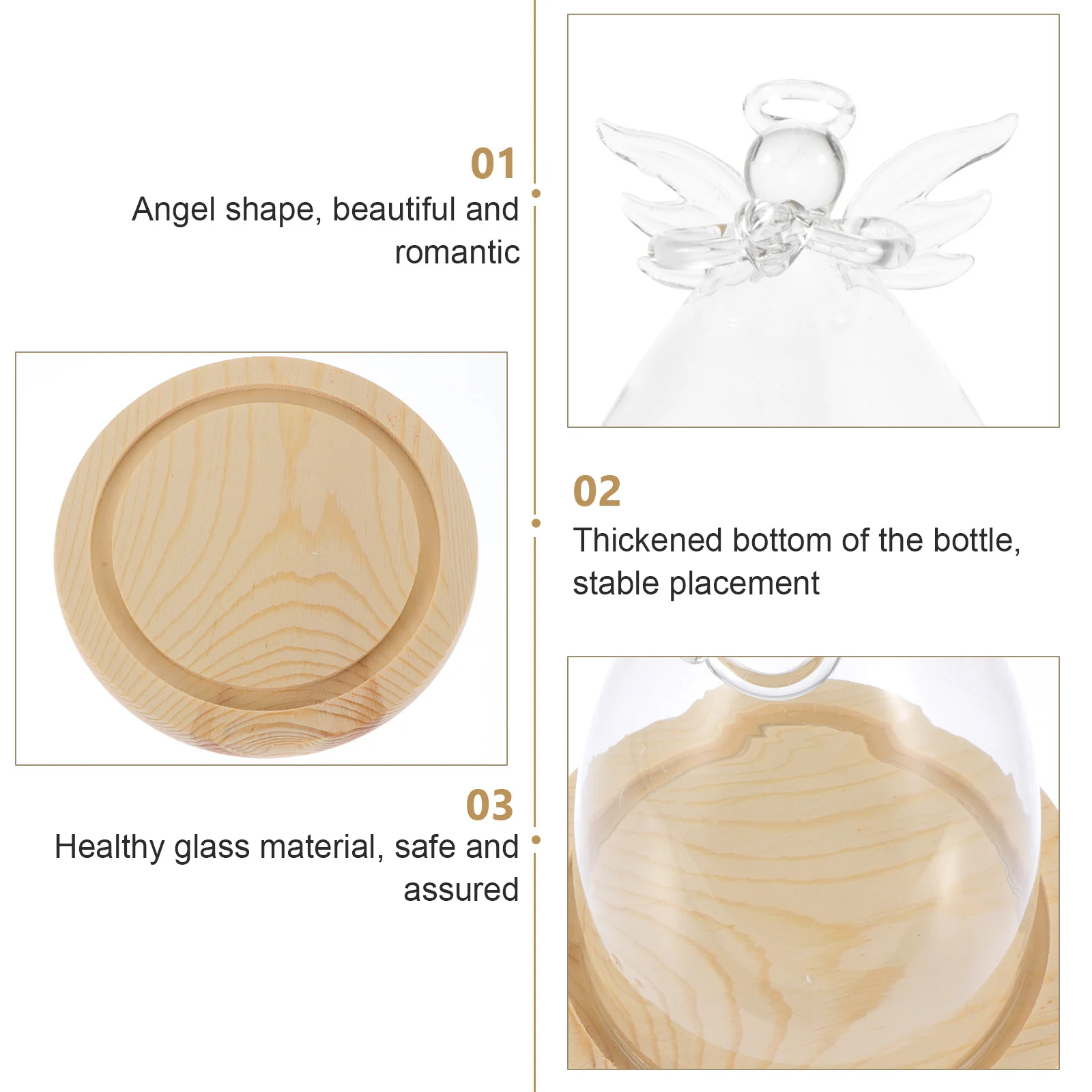 

Glass Dome With Wood Base Clear Glass Cover For Preserved Flowers Angel Decor Home Wedding Decoration Bell Jar