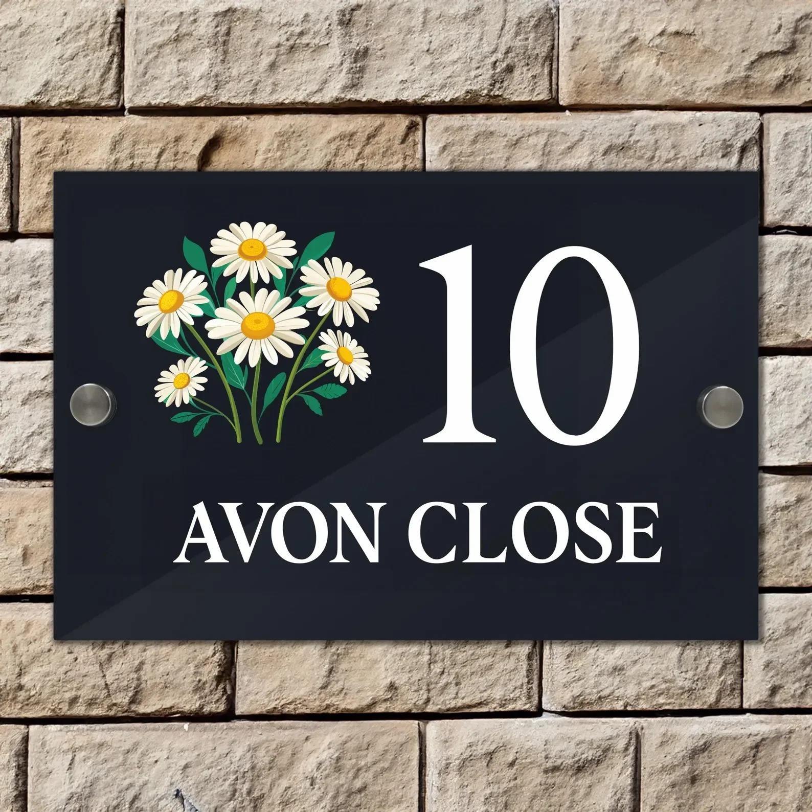 Placa de casa personalizada pequena margarida design metal stand-off placa sinal de endereço comunitário novo lembrança de casa