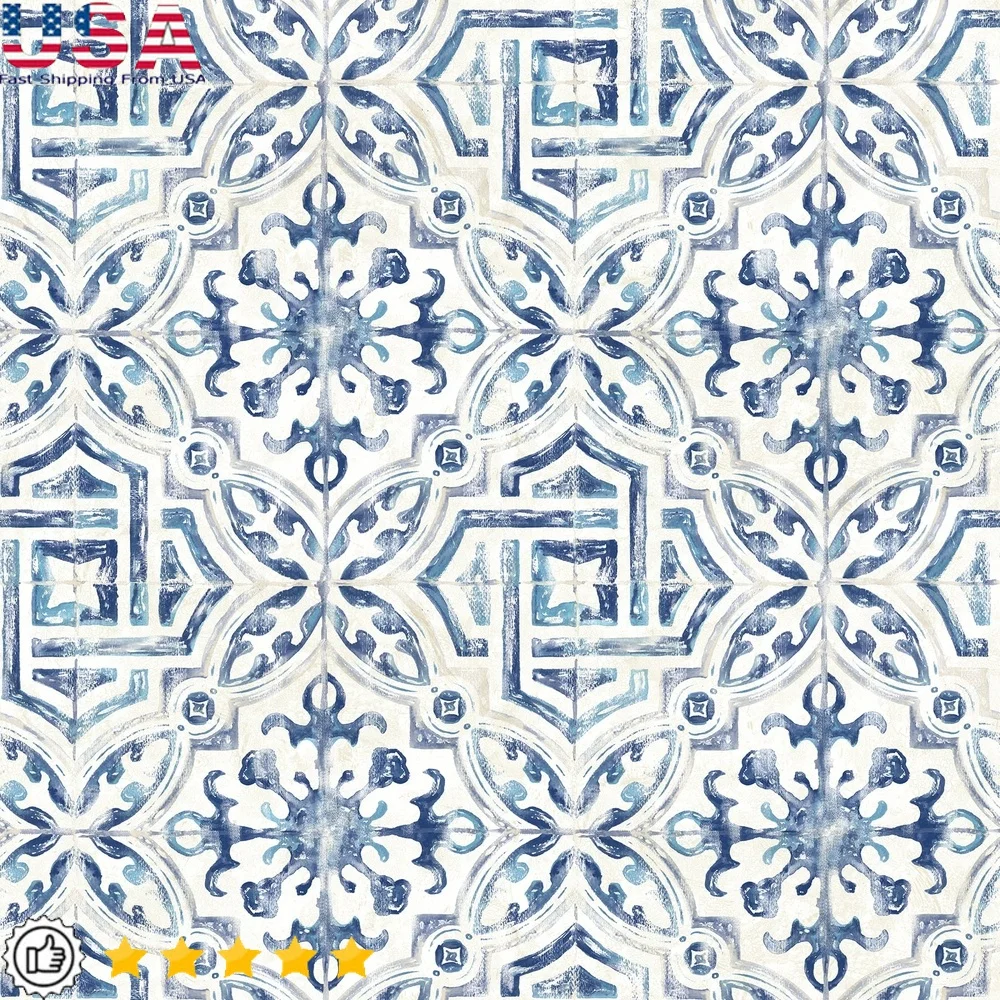 

Предварительно продаванные флизелиновые обои из испанской плитки. Дизайн из искусственной плитки. Моющиеся, легкие стенки. Чехлы 20,5 x 33 фута. 56,4 кв. фута. Геометрический узор.