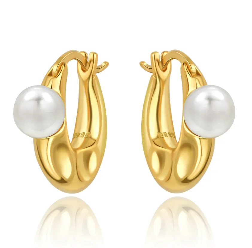 Retro-Creolen aus 925er-Sterlingsilber, minimalistisch, goldfarben, Perlenschleife, Weihnachtsbaum, für Damen, Hochzeiten, Partys, Schmuckzubehör