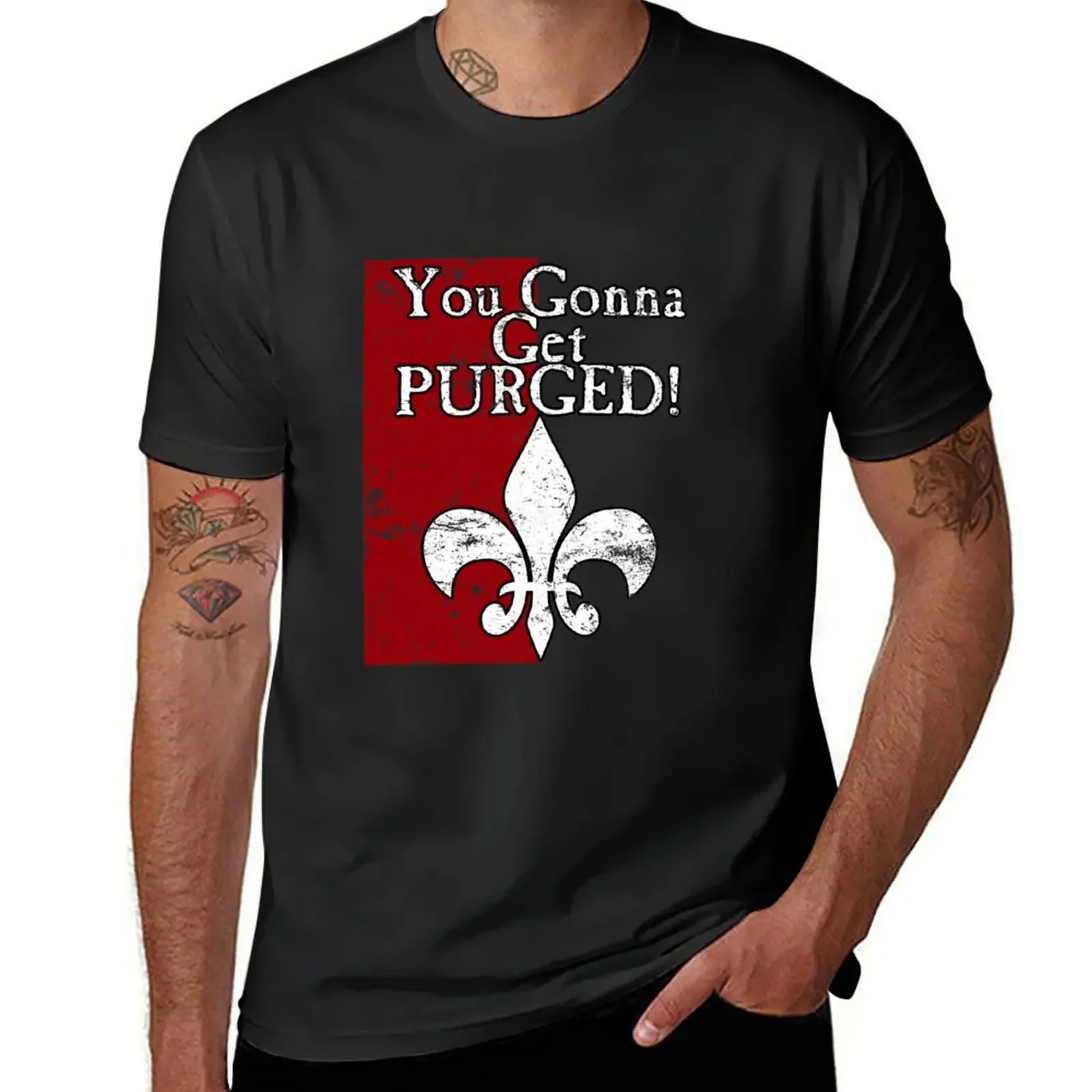 You Gonna Get Purged Fleur De Lis Aged T-Shirt summer clothes oversized graphic tee anime tshirt mens graphic t-shirts